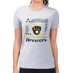 Milwaukee Brewers G-III 4Her by Carl Banks Women's Super-Slim Fit Lightweight Collage Team Graphic Crew Neck T-Shirt - MLB T-shirts