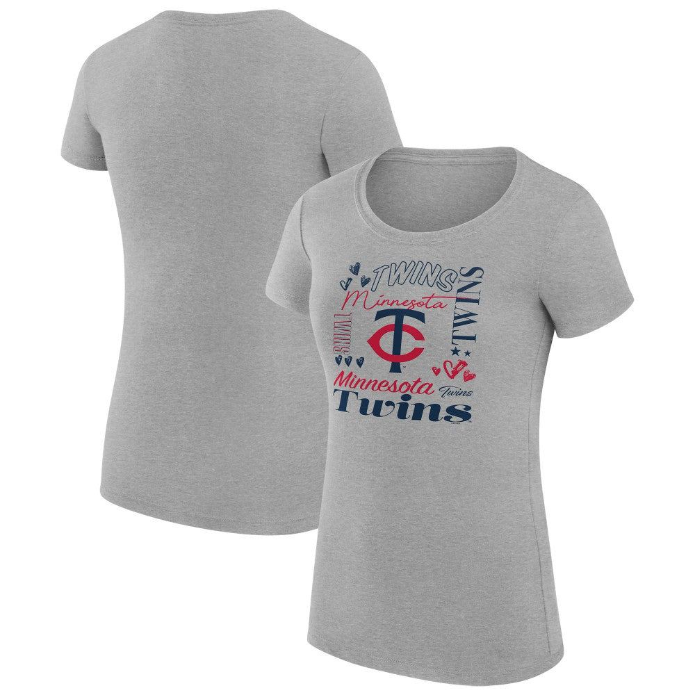 Minnesota Twins G-III 4Her by Carl Banks Women's Super-Slim Fit Lightweight Collage Team Graphic Crew Neck T-Shirt - MLB T-shirts