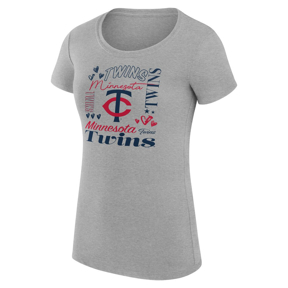 Minnesota Twins G-III 4Her by Carl Banks Women's Super-Slim Fit Lightweight Collage Team Graphic Crew Neck T-Shirt - MLB T-shirts