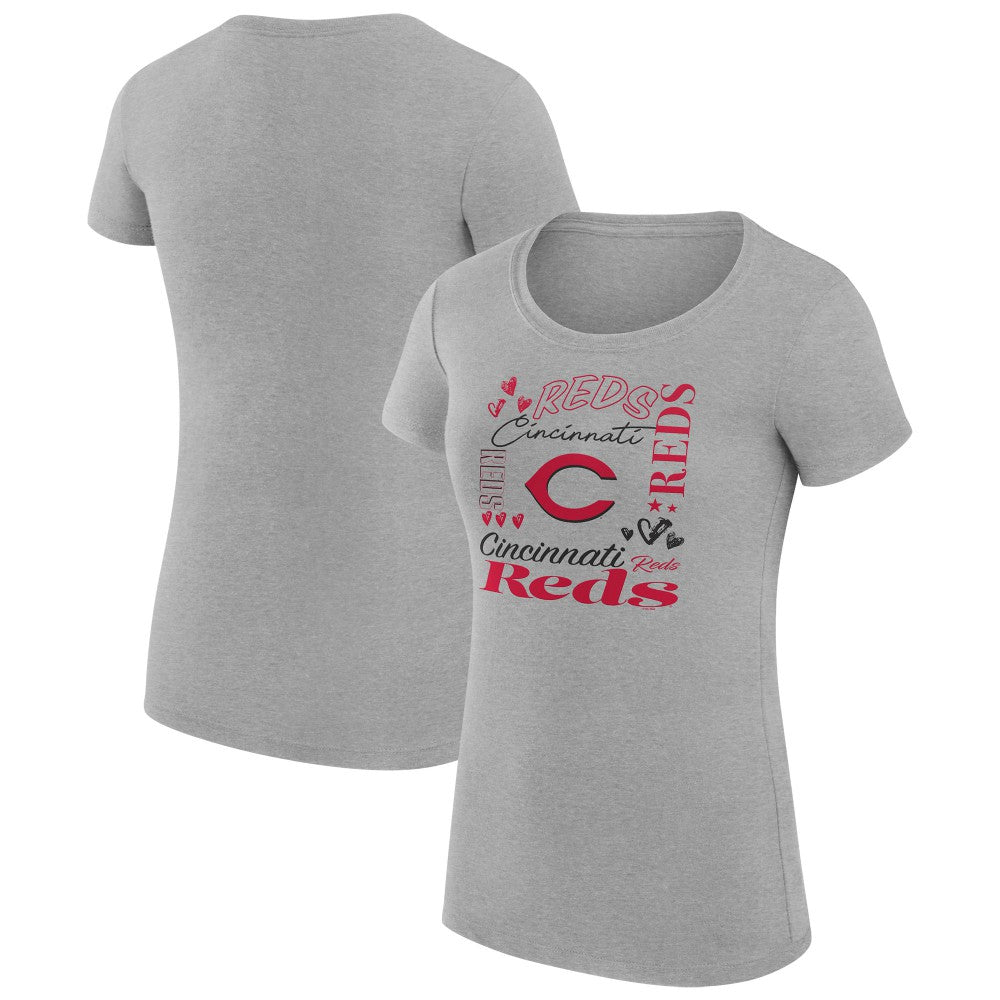 Cincinnati Reds G-III 4Her by Carl Banks Women's Super-Slim Fit Lightweight Collage Team Graphic Crew Neck T-Shirt - MLB T-shirts