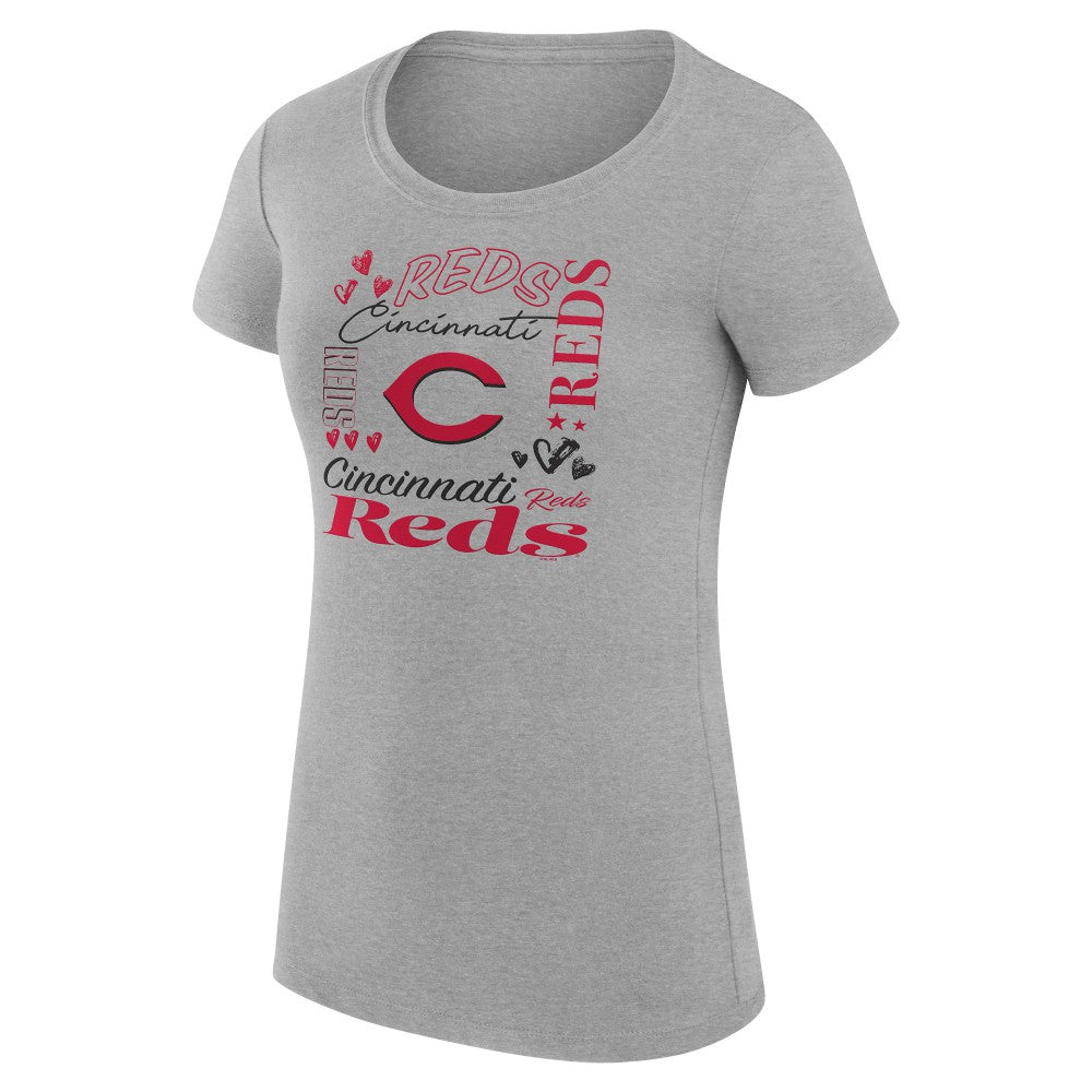 Cincinnati Reds G-III 4Her by Carl Banks Women's Super-Slim Fit Lightweight Collage Team Graphic Crew Neck T-Shirt - MLB T-shirts