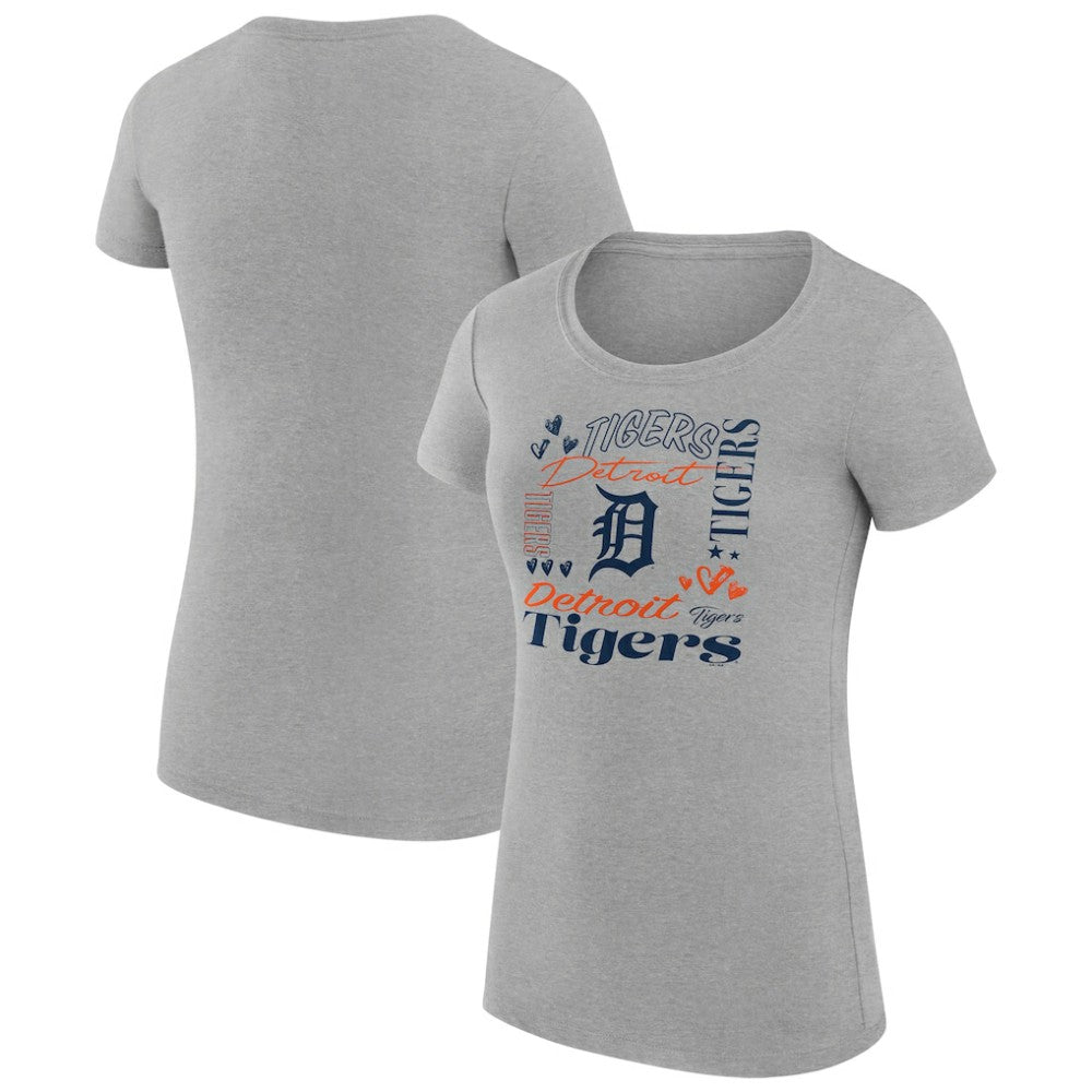 Detroit Tigers G-III 4Her by Carl Banks Women's Super-Slim Fit Lightweight Collage Team Graphic Crew Neck T-Shirt - MLB T-shirts