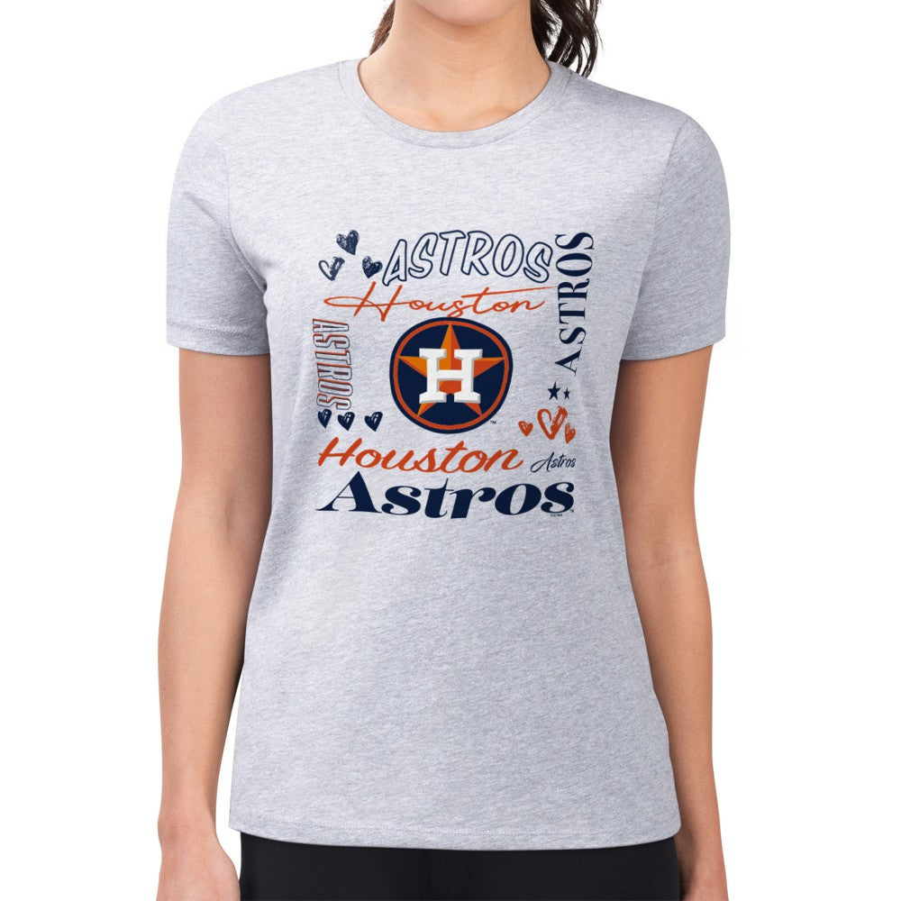 Houston Astros G-III 4Her by Carl Banks Women's Super-Slim Fit Lightweight Collage Team Graphic Crew Neck T-Shirt - MLB T-shirts