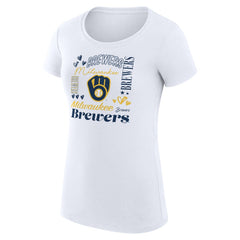 Milwaukee Brewers G-III 4Her by Carl Banks Women's Super-Slim Fit Lightweight Collage Team Graphic Crew Neck T-Shirt - MLB T-shirts