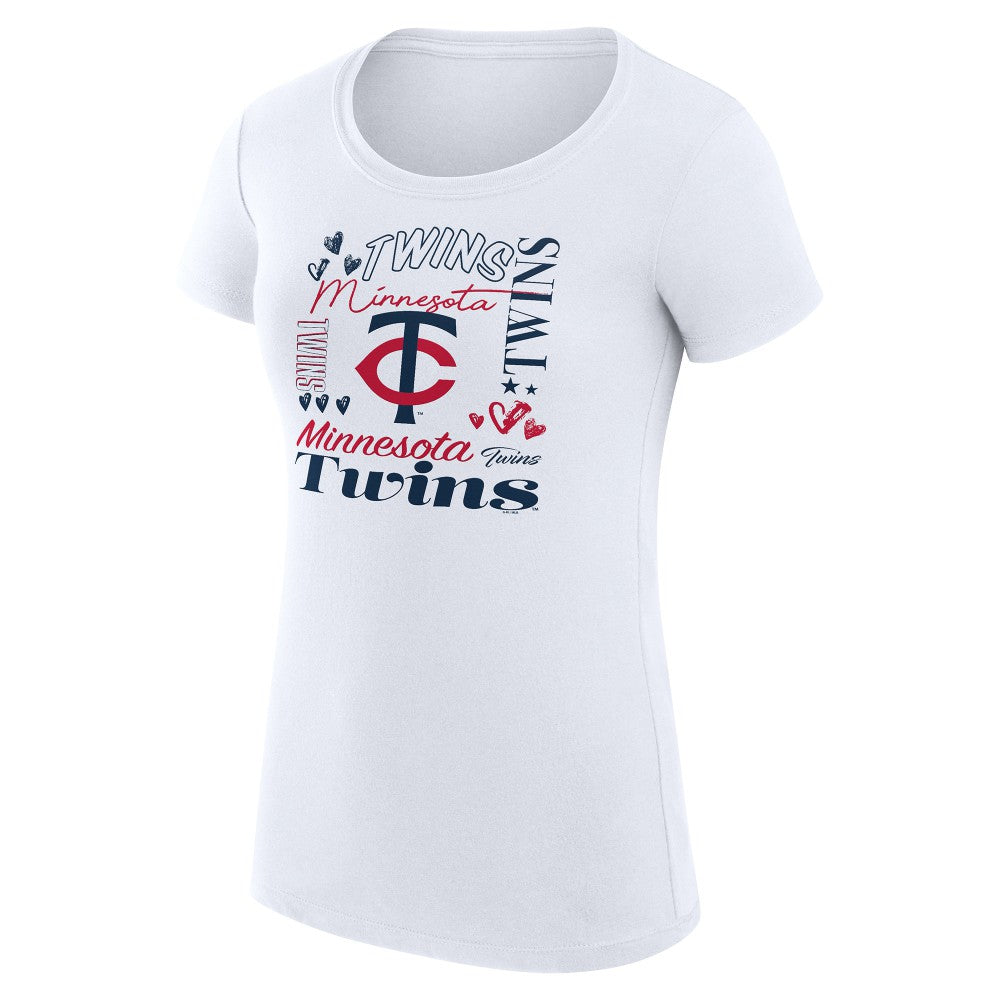 Minnesota Twins G-III 4Her by Carl Banks Women's Super-Slim Fit Lightweight Collage Team Graphic Crew Neck T-Shirt - MLB T-shirts