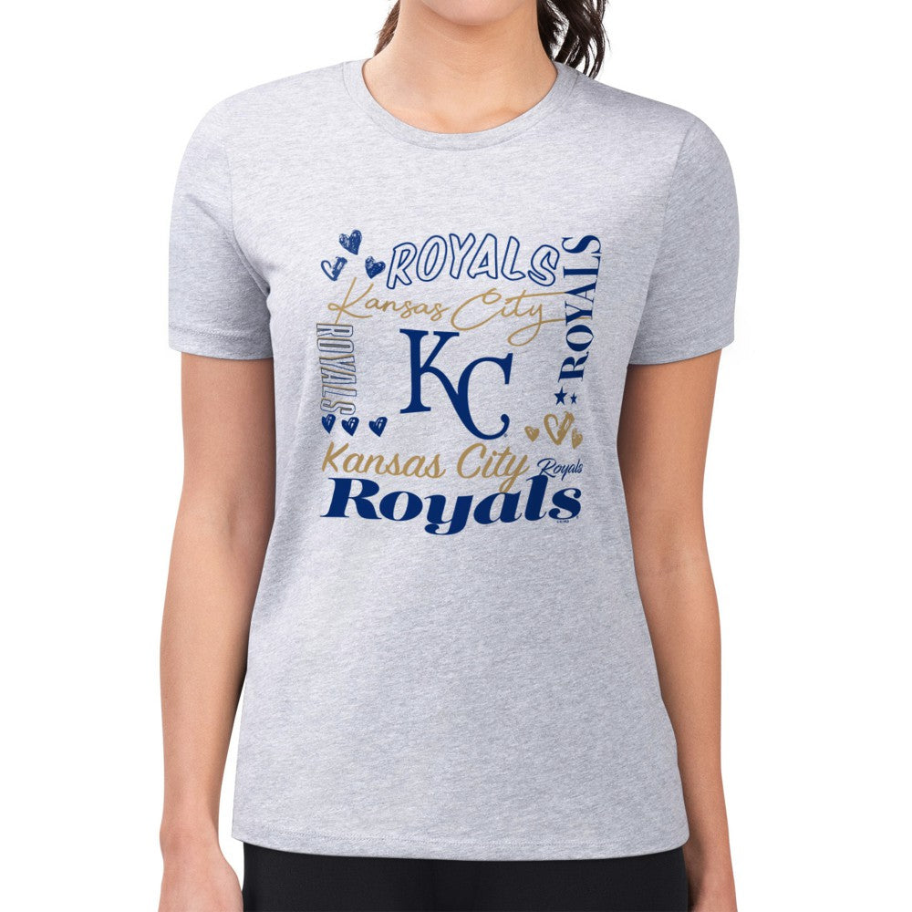 Kansas City Royals G-III 4Her by Carl Banks Women's Super-Slim Fit Lightweight Collage Team Graphic Crew Neck T-Shirt - MLB T-shirts