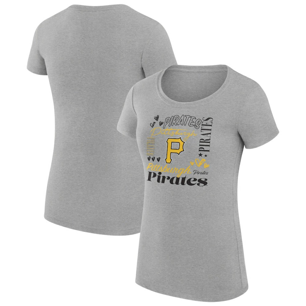 Pittsburgh Pirates G-III 4Her by Carl Banks Women's Super-Slim Fit Lightweight Collage Team Graphic Crew Neck T-Shirt - MLB T-shirts