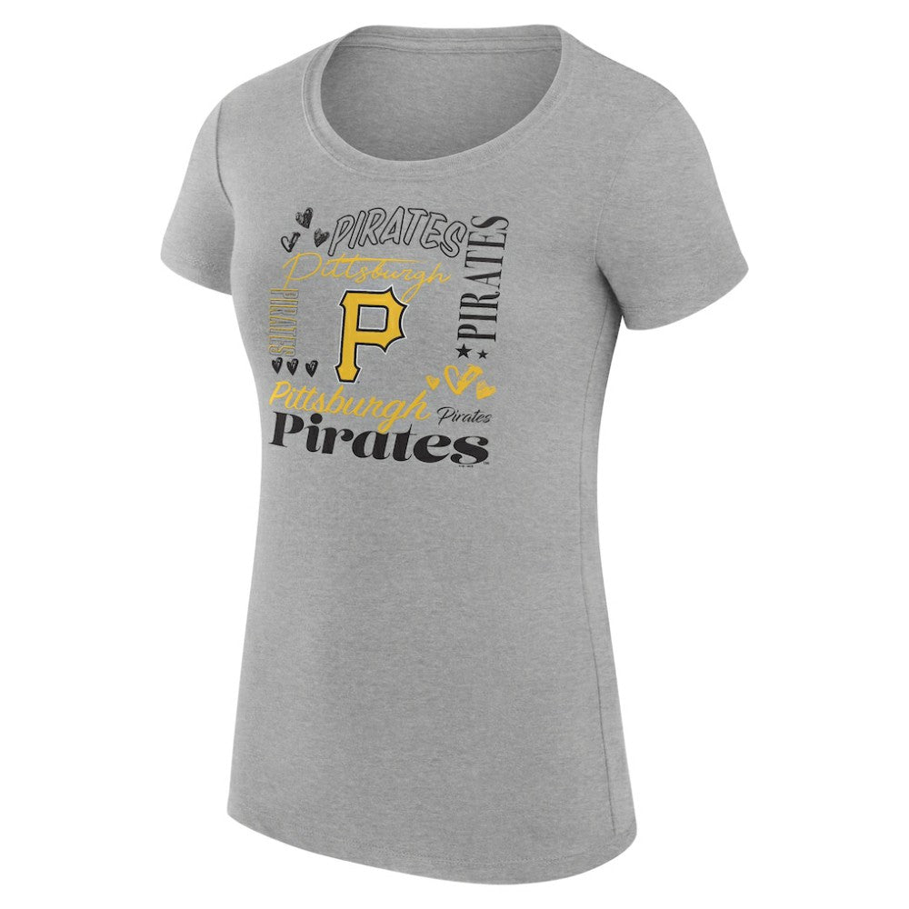 Pittsburgh Pirates G-III 4Her by Carl Banks Women's Super-Slim Fit Lightweight Collage Team Graphic Crew Neck T-Shirt - MLB T-shirts