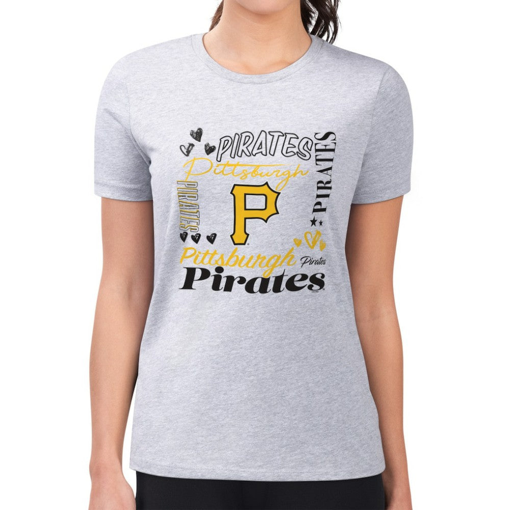 Pittsburgh Pirates G-III 4Her by Carl Banks Women's Super-Slim Fit Lightweight Collage Team Graphic Crew Neck T-Shirt - MLB T-shirts