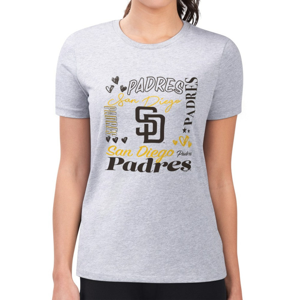 San Diego Padres G-III 4Her by Carl Banks Women's Super-Slim Fit Lightweight Collage Team Graphic Crew Neck T-Shirt - MLB T-shirts