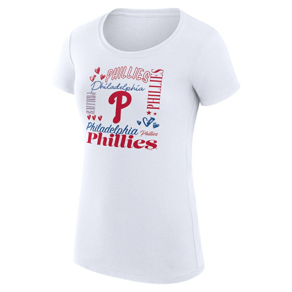 Philadelphia Phillies G-III 4Her by Carl Banks Women's Super-Slim Fit Lightweight Collage Team Graphic Crew Neck T-Shirt - MLB T-shirts