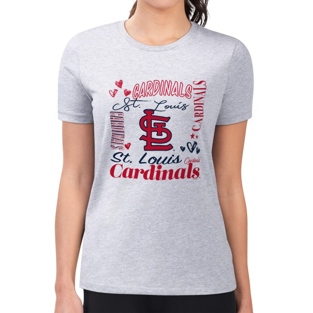 St. Louis Cardinals G-III 4Her by Carl Banks Women's Super-Slim Fit Lightweight Collage Team Graphic Crew Neck T-Shirt - MLB T-shirts
