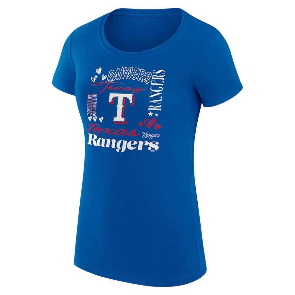 Texas Rangers G-III 4Her by Carl Banks Women's Super-Slim Fit Lightweight Collage Team Graphic Crew Neck T-Shirt - MLB T-shirts
