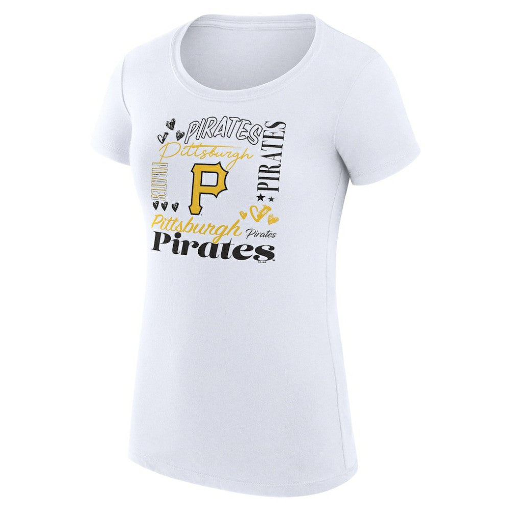Pittsburgh Pirates G-III 4Her by Carl Banks Women's Super-Slim Fit Lightweight Collage Team Graphic Crew Neck T-Shirt - MLB T-shirts