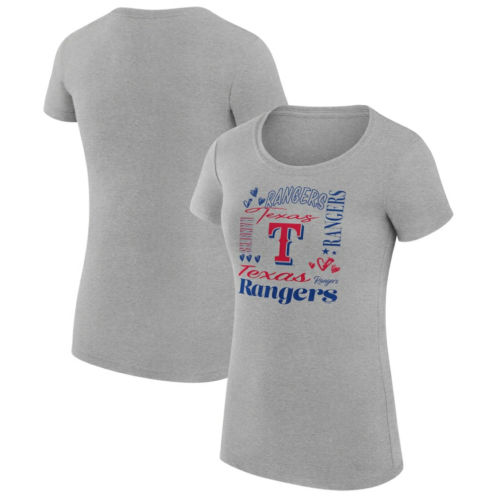 Texas Rangers G-III 4Her by Carl Banks Women's Super-Slim Fit Lightweight Collage Team Graphic Crew Neck T-Shirt - MLB T-shirts