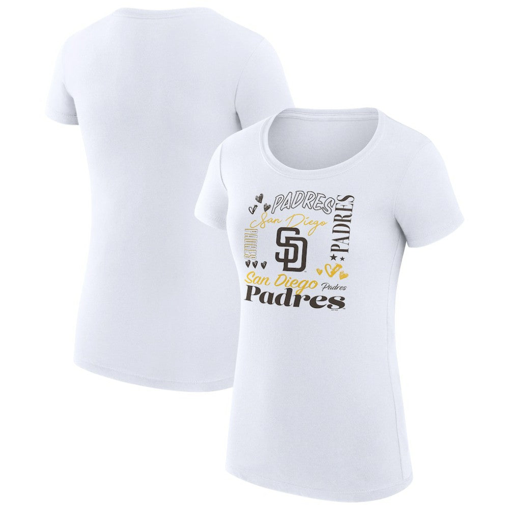 San Diego Padres G-III 4Her by Carl Banks Women's Super-Slim Fit Lightweight Collage Team Graphic Crew Neck T-Shirt - MLB T-shirts