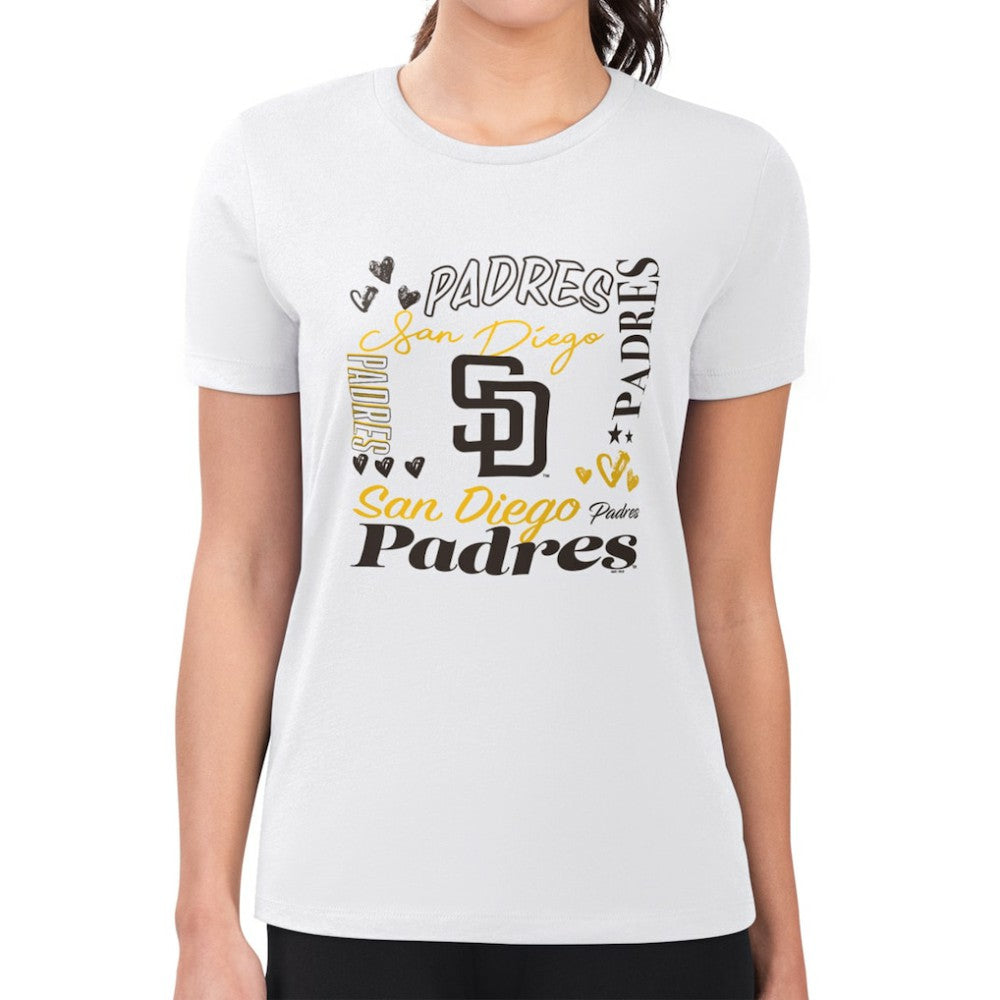 San Diego Padres G-III 4Her by Carl Banks Women's Super-Slim Fit Lightweight Collage Team Graphic Crew Neck T-Shirt - MLB T-shirts
