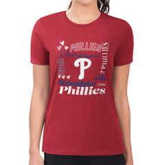 Philadelphia Phillies G-III 4Her by Carl Banks Women's Super-Slim Fit Lightweight Collage Team Graphic Crew Neck T-Shirt - MLB T-shirts