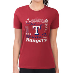 Texas Rangers G-III 4Her by Carl Banks Women's Super-Slim Fit Lightweight Collage Team Graphic Crew Neck T-Shirt - MLB T-shirts