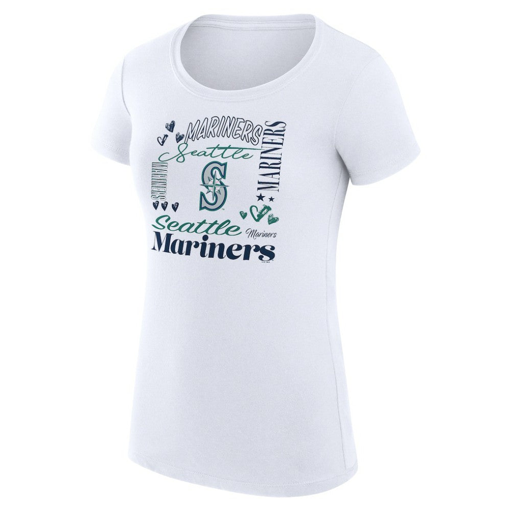 Seattle Mariners G-III 4Her by Carl Banks Women's Super-Slim Fit Lightweight Collage Team Graphic Crew Neck T-Shirt - MLB T-shirts