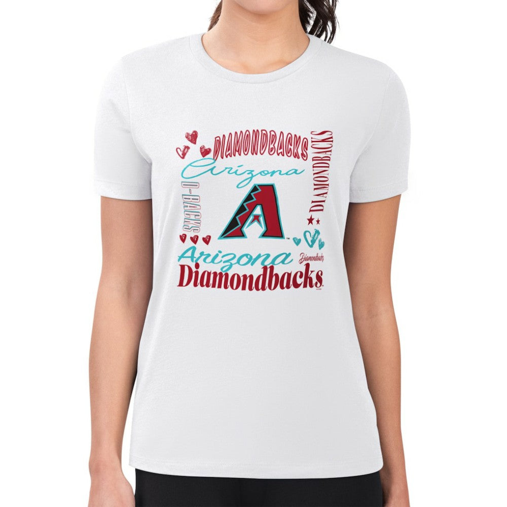 Arizona Diamondbacks G-III 4Her by Carl Banks Women's Super-Slim Fit Lightweight Collage Team Graphic Crew Neck T-Shirt - MLB T-shirts