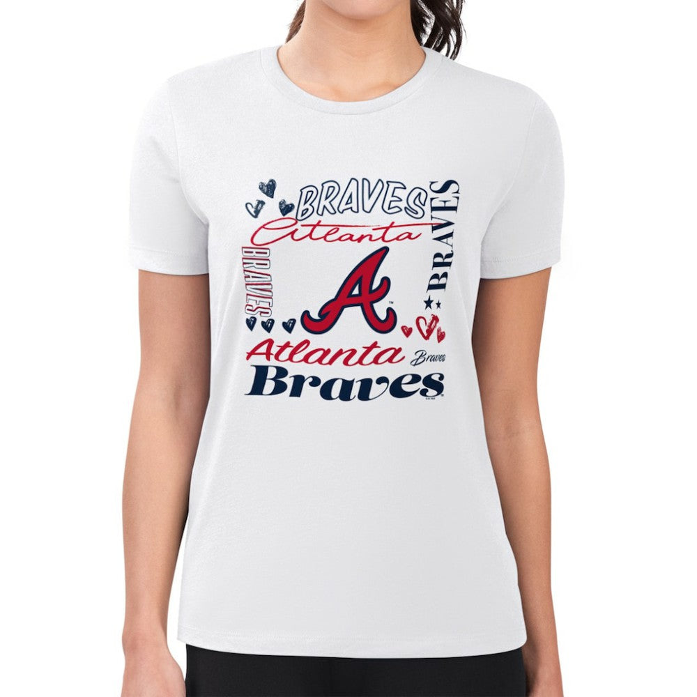 Atlanta Braves G-III 4Her by Carl Banks Women's Super-Slim Fit Lightweight Collage Team Graphic Crew Neck T-Shirt - MLB T-shirts