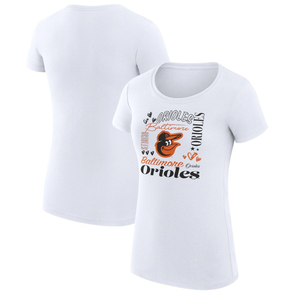 Baltimore Orioles G-III 4Her by Carl Banks Women's Super-Slim Fit Lightweight Collage Team Graphic Crew Neck T-Shirt - MLB T-shirts
