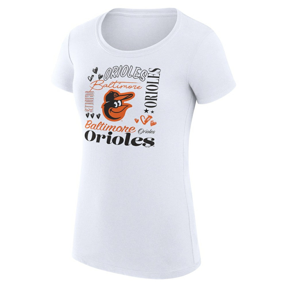 Baltimore Orioles G-III 4Her by Carl Banks Women's Super-Slim Fit Lightweight Collage Team Graphic Crew Neck T-Shirt - MLB T-shirts