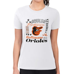 Baltimore Orioles G-III 4Her by Carl Banks Women's Super-Slim Fit Lightweight Collage Team Graphic Crew Neck T-Shirt - MLB T-shirts