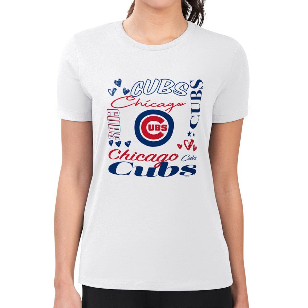 Chicago Cubs G-III 4Her by Carl Banks Women's Super-Slim Fit Lightweight Collage Team Graphic Crew Neck T-Shirt - MLB T-shirts