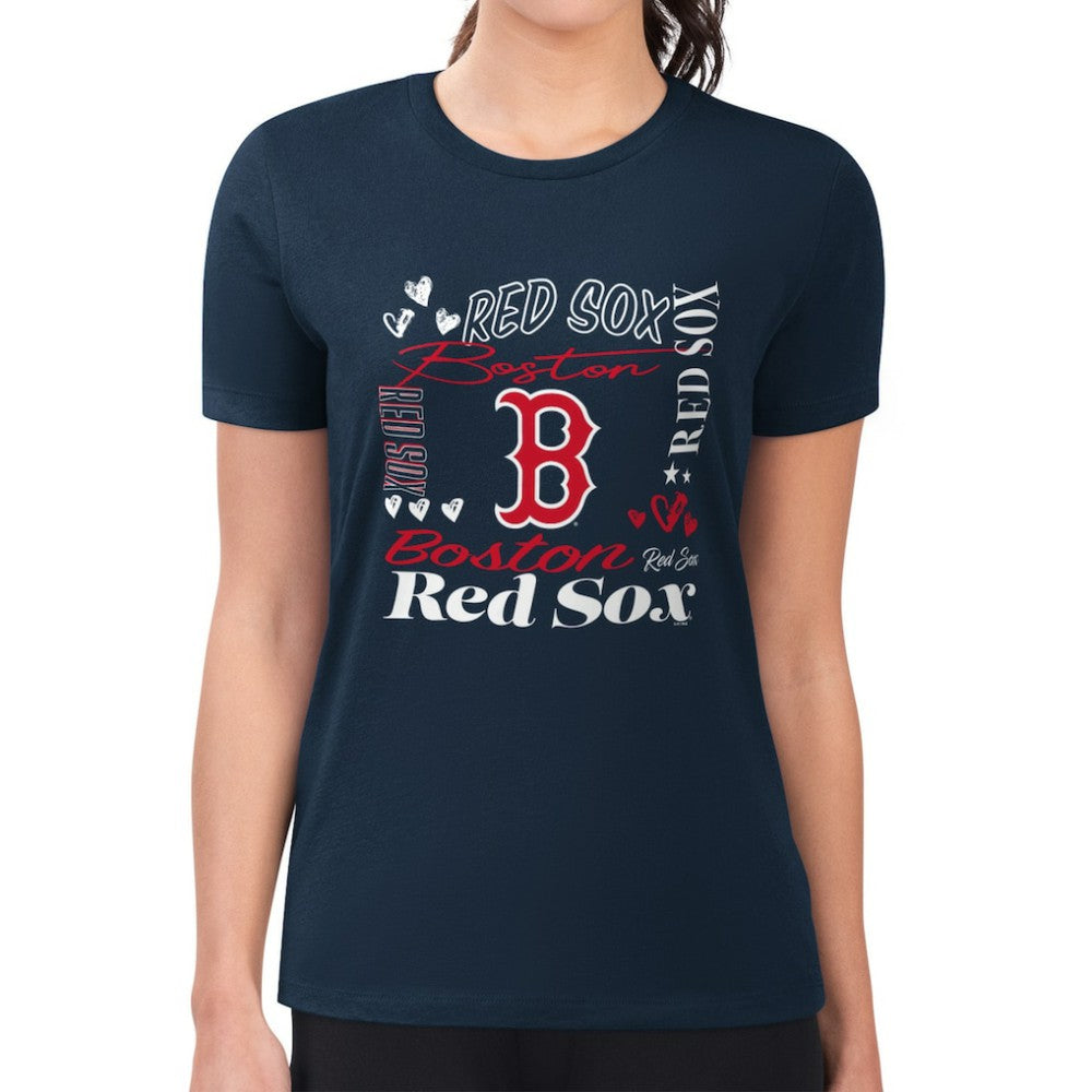 Boston Red Sox G-III 4Her by Carl Banks Women's Super-Slim Fit Lightweight Collage Team Graphic Crew Neck T-Shirt - MLB T-shirts