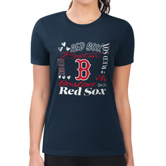 Boston Red Sox G-III 4Her by Carl Banks Women's Super-Slim Fit Lightweight Collage Team Graphic Crew Neck T-Shirt - MLB T-shirts