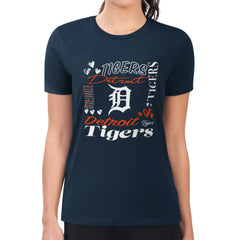 Detroit Tigers G-III 4Her by Carl Banks Women's Super-Slim Fit Lightweight Collage Team Graphic Crew Neck T-Shirt - MLB T-shirts