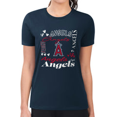 Los Angeles Angels G-III 4Her by Carl Banks Women's Super-Slim Fit Lightweight Collage Team Graphic Crew Neck T-Shirt - MLB T-shirts