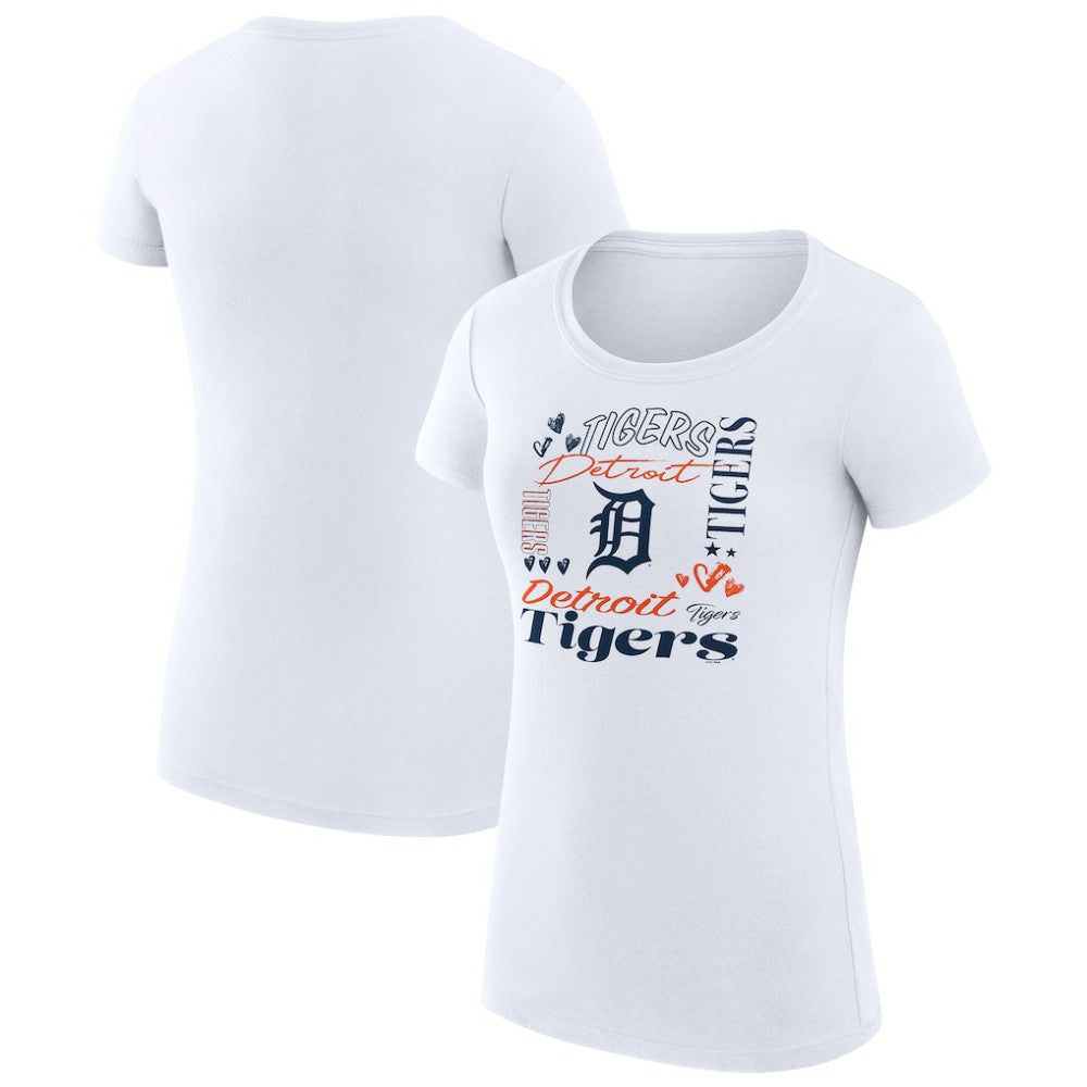 Detroit Tigers G-III 4Her by Carl Banks Women's Super-Slim Fit Lightweight Collage Team Graphic Crew Neck T-Shirt - MLB T-shirts