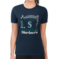 Seattle Mariners G-III 4Her by Carl Banks Women's Super-Slim Fit Lightweight Collage Team Graphic Crew Neck T-Shirt - MLB T-shirts