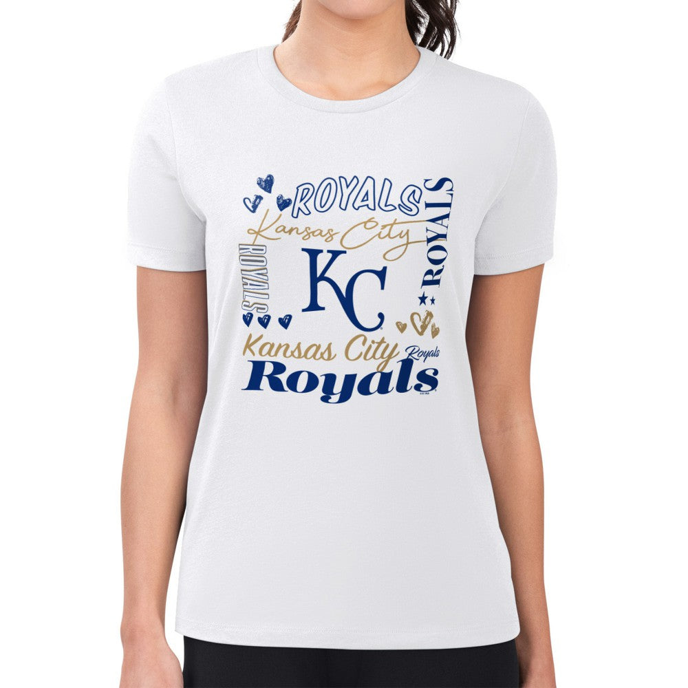 Kansas City Royals G-III 4Her by Carl Banks Women's Super-Slim Fit Lightweight Collage Team Graphic Crew Neck T-Shirt - MLB T-shirts