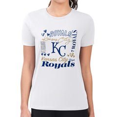 Kansas City Royals G-III 4Her by Carl Banks Women's Super-Slim Fit Lightweight Collage Team Graphic Crew Neck T-Shirt - MLB T-shirts