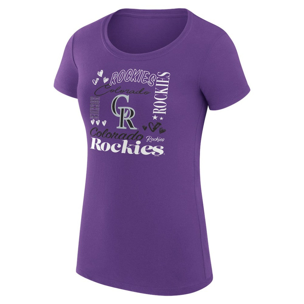 Colorado Rockies G-III 4Her by Carl Banks Women's Super-Slim Fit Lightweight Collage Team Graphic Crew Neck T-Shirt - MLB T-shirts