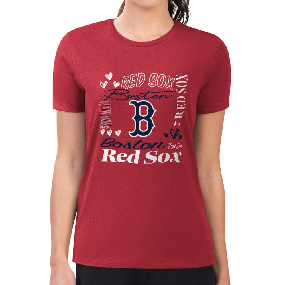 Boston Red Sox G-III 4Her by Carl Banks Women's Super-Slim Fit Lightweight Collage Team Graphic Crew Neck T-Shirt - MLB T-shirts