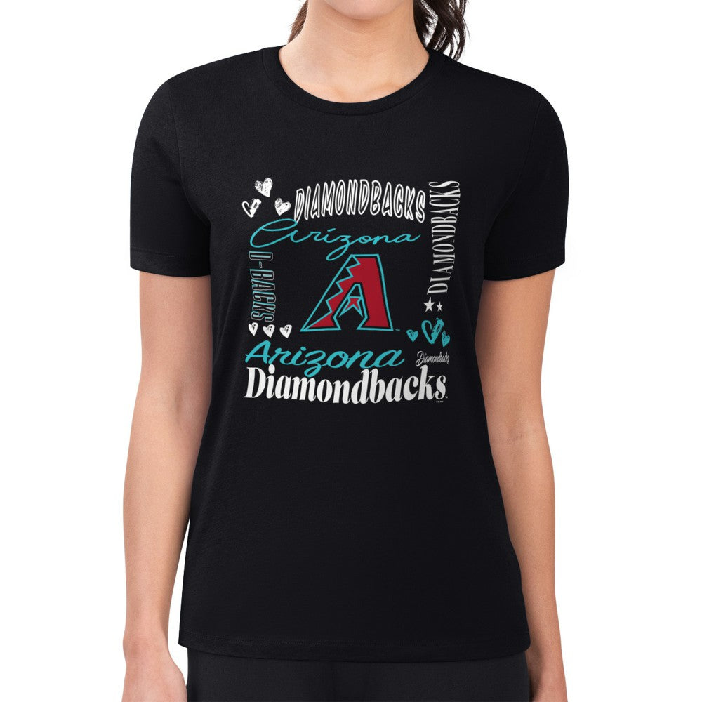 Arizona Diamondbacks G-III 4Her by Carl Banks Women's Super-Slim Fit Lightweight Collage Team Graphic Crew Neck T-Shirt - MLB T-shirts