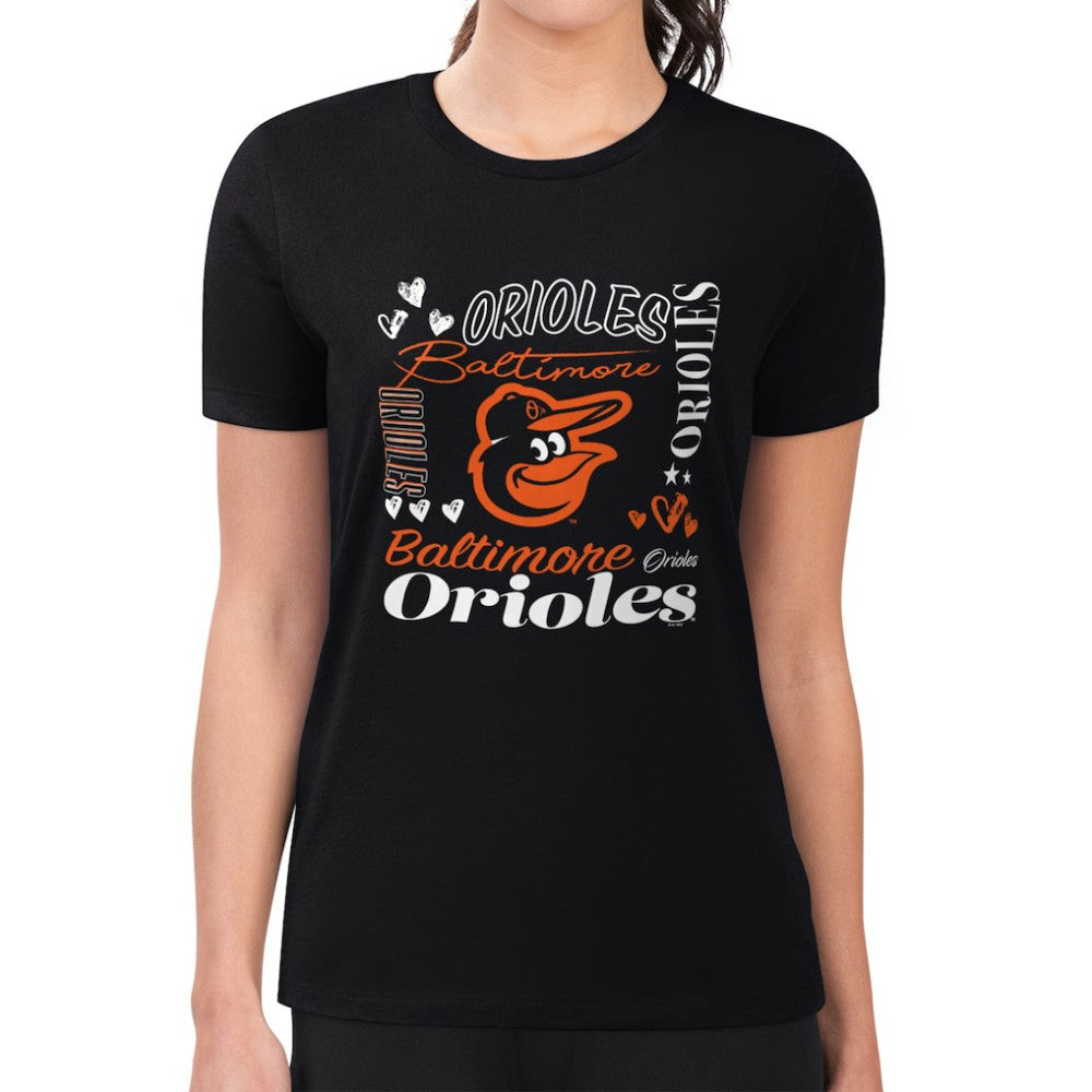 Baltimore Orioles G-III 4Her by Carl Banks Women's Super-Slim Fit Lightweight Collage Team Graphic Crew Neck T-Shirt - MLB T-shirts