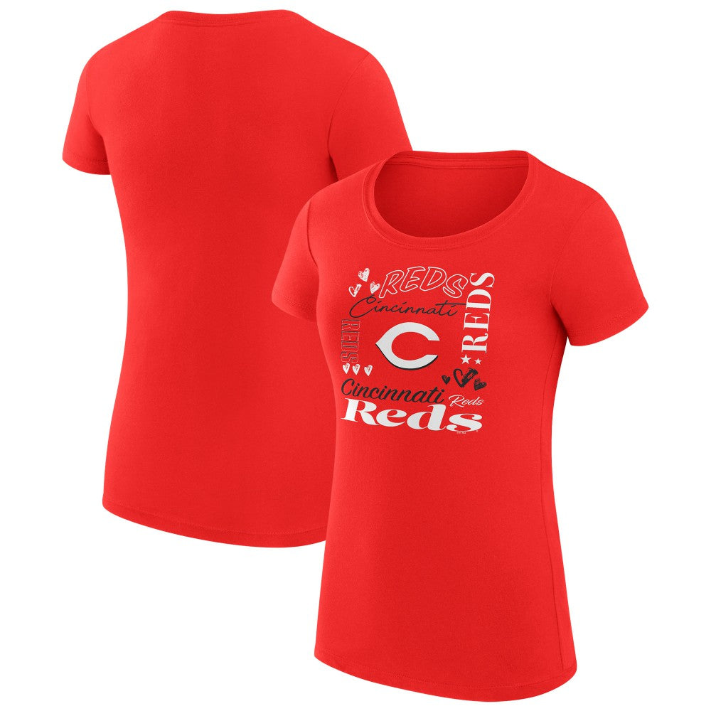 Cincinnati Reds G-III 4Her by Carl Banks Women's Super-Slim Fit Lightweight Collage Team Graphic Crew Neck T-Shirt - MLB T-shirts