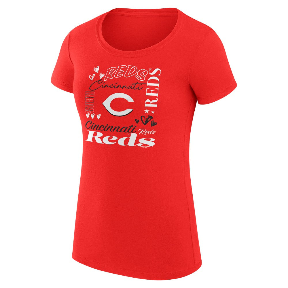 Cincinnati Reds G-III 4Her by Carl Banks Women's Super-Slim Fit Lightweight Collage Team Graphic Crew Neck T-Shirt - MLB T-shirts
