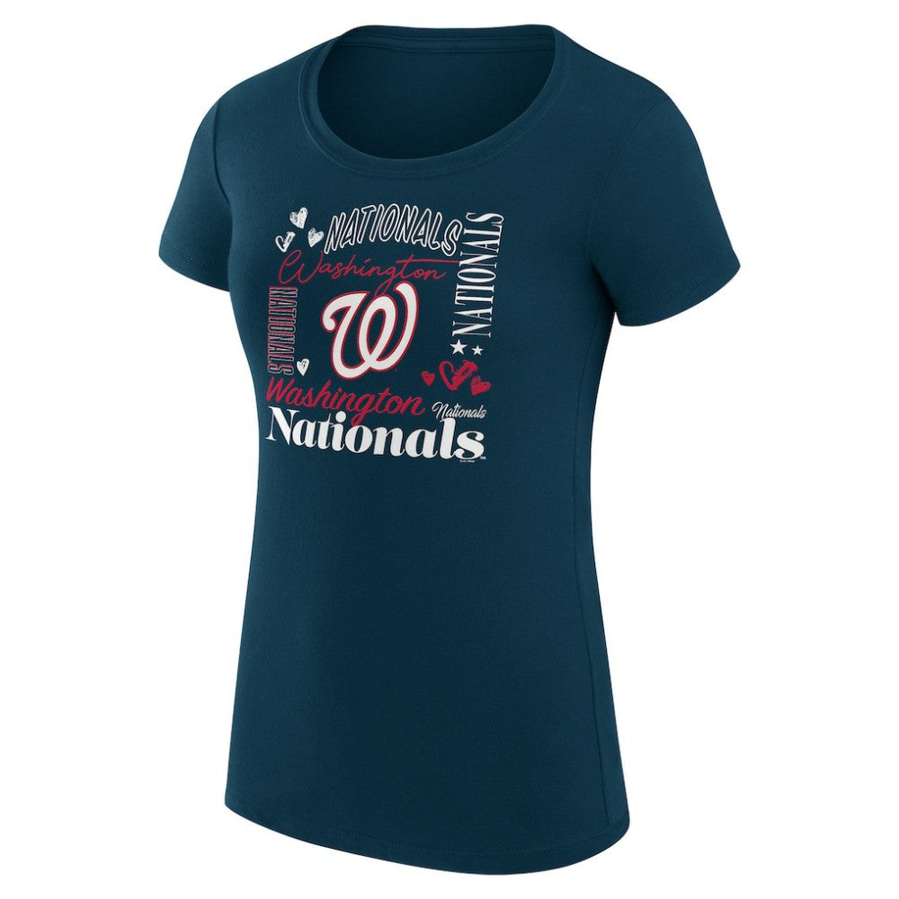 Washington Nationals G-III 4Her by Carl Banks Women's Super-Slim Fit Lightweight Collage Team Graphic Crew Neck T-Shirt - MLB T-shirts