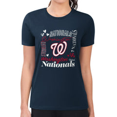 Washington Nationals G-III 4Her by Carl Banks Women's Super-Slim Fit Lightweight Collage Team Graphic Crew Neck T-Shirt - MLB T-shirts