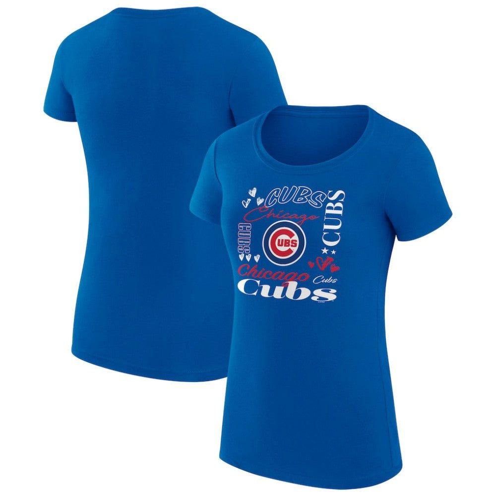 Chicago Cubs G-III 4Her by Carl Banks Women's Super-Slim Fit Lightweight Collage Team Graphic Crew Neck T-Shirt - MLB T-shirts