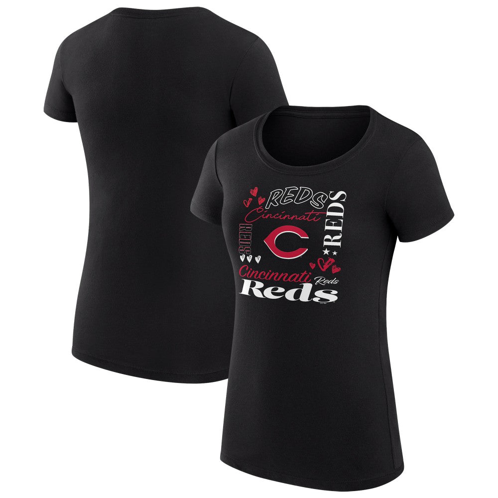Cincinnati Reds G-III 4Her by Carl Banks Women's Super-Slim Fit Lightweight Collage Team Graphic Crew Neck T-Shirt - MLB T-shirts