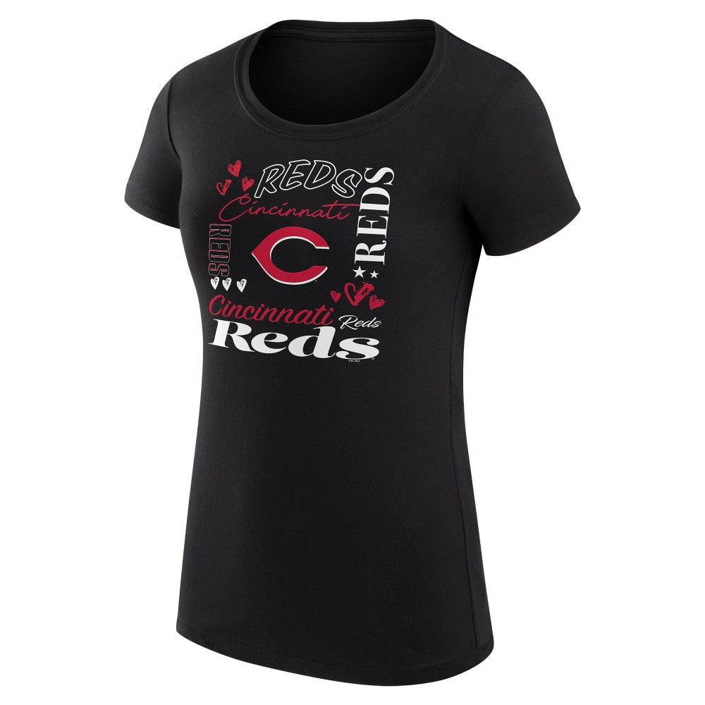 Cincinnati Reds G-III 4Her by Carl Banks Women's Super-Slim Fit Lightweight Collage Team Graphic Crew Neck T-Shirt - MLB T-shirts