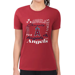 Los Angeles Angels G-III 4Her by Carl Banks Women's Super-Slim Fit Lightweight Collage Team Graphic Crew Neck T-Shirt - MLB T-shirts